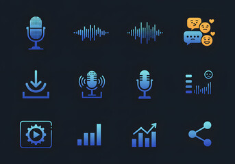 Communication and connectivity icons for technology interface design