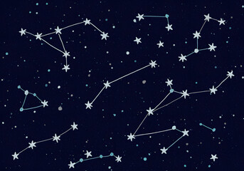 Constellation art minimalist starry sky illustration on dark blue