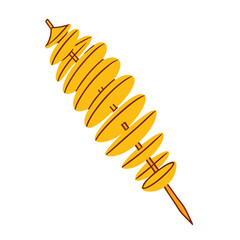 Obraz premium Yellow spiral potato on stick food