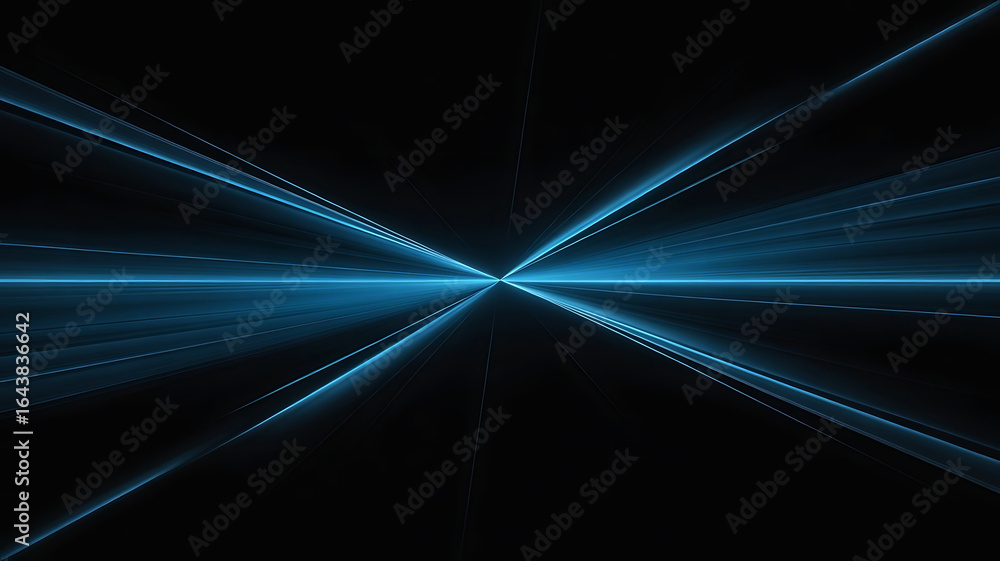 Poster abstract blue light beams converging at a central point creating a futuristic and energetic digital 