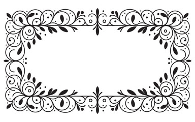 Elegant Floral Frame Design with Ornate Swirls and Delicate Leaf Accents for Invitations and Special Occasions Stationery