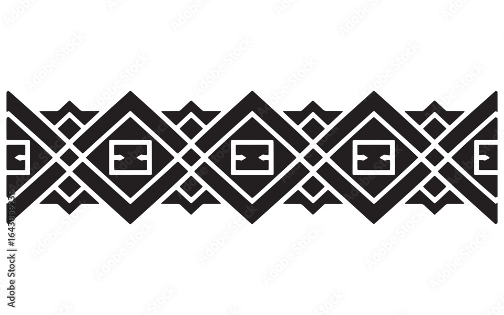 Poster geometric border pattern with angular shapes a rhythmic succession of diamonds and squares creates a