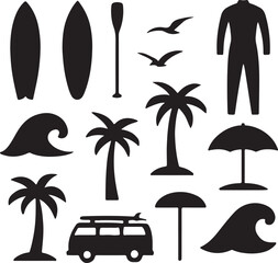 set of surfing icons