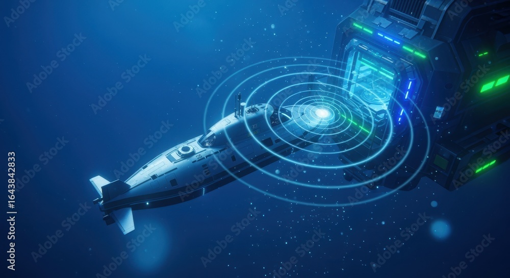 Poster robotic submarine approaching an underwater docking station in a controlled sonar alignment environm