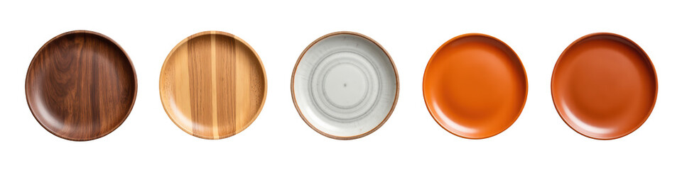 Elegant wooden plates showcase variety of textures and colors, perfect for dining or decoration. Each plate offers unique aesthetic appeal