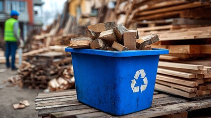 Efficient Recycling of Wood Waste in a Construction Yard with Safety Gear