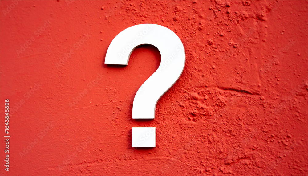 Poster question mark, red wall background. faq and qa. problem solution.