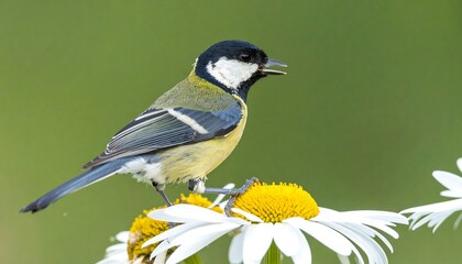 Naklejka premium Bird on flower, colorful