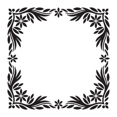 Elegant Floral Frame Design with Intricate Leaf and Flower Motifs for Invitations and Decorative Elements