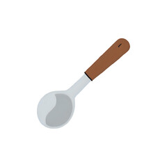 Simple Illustration of a Wooden-Handled Spoon