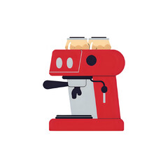 Espresso Machine Illustration: Red Coffee Maker Graphic for Cafe, Restaurant, or Bar Menus