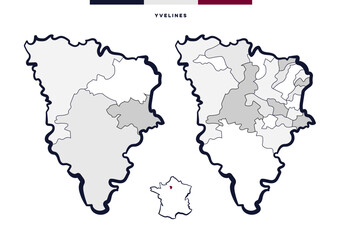Département et cantons d'Yvelines - Île-de-France (France)