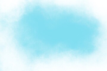 Winter watercolor brush stroke frame with a light blue middle and white cloud border.