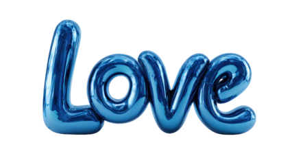 Love word 3D inflate shadow blue letter on white background
