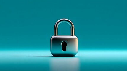 Metal Padlock with Keyhole in a Vibrant Blue Background Representing Security and Protection