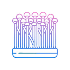 Stylized enoki mushrooms with a gradient color scheme
