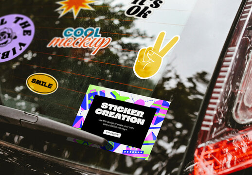 Car Rear Windshield Stickers Mockup
