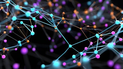 Abstract Network Visualization Showcasing Colorful Connections in Digital Space
