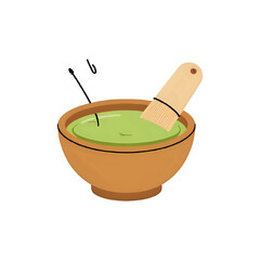 Vibrant Green Paste in Earthenware Bowl: Natural Remedy Illustration