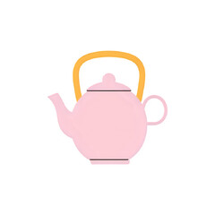 Pink Teapot with Gold Handle: Perfect for Tea Time Illustrations