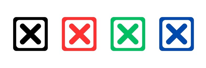 Set of cross mark button icons, set of cross mark icons, set of cross mark checkmark , 