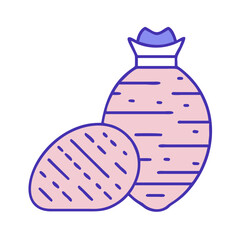 Stylized illustration of two sweet potatoes with a purple top