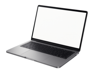 Modern laptop with a blank screen.