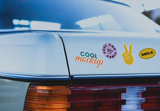 Classy Car Trunk Stickers Mockup