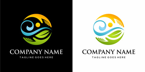 sunset health hand massage therapy vector logo