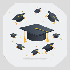 Graduation Caps Celebration A whimsical array of mortarboards in celebratory formation