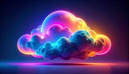 Neon Cloud Dreamscape: A vibrant digital art piece