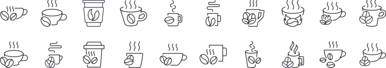 Drinks Icon Collection. Contains Icons of Cup of Coffee for Graphics, Concept, Apps