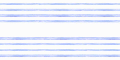 Hand drawn watercolor blue stripes seamless frame border isolated on white background. Can be used for post card, fabric scrapbook and other printed products.