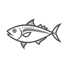Stylized line drawing of a tuna fish on black
