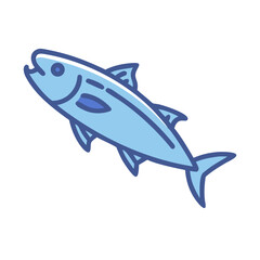 Blue cartoon fish illustration against black background for stock