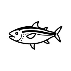 Outline of a tuna fish on black background