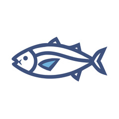 Stylized Fish Icon Illustration on Black Background Design