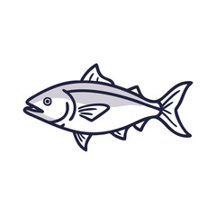 Stylized illustration of a tuna fish on black background
