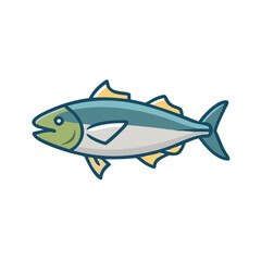 Isolated cartoon-style fish illustration against a solid black background