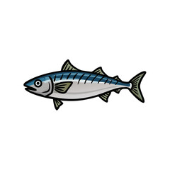 Stylized mackerel fish illustration on black background