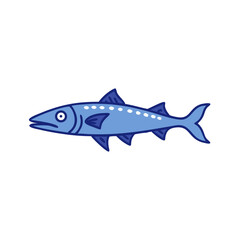 Stylized barracuda illustration on black backdrop for educational use