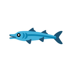 Illustration of cartoon barracuda swimming against black background