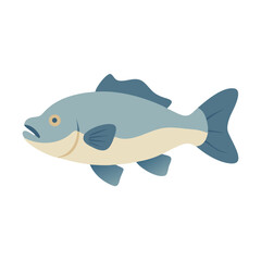 Flat design illustration of a fish with light blue scales