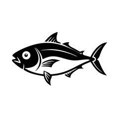 Minimalist linear illustration of a Tuna against black background