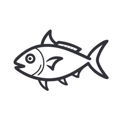 Stylized Fish Illustration with Simple Outline on Black Background