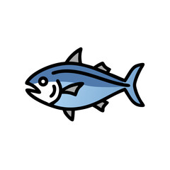 Stylized blue tuna fish illustration on black background
