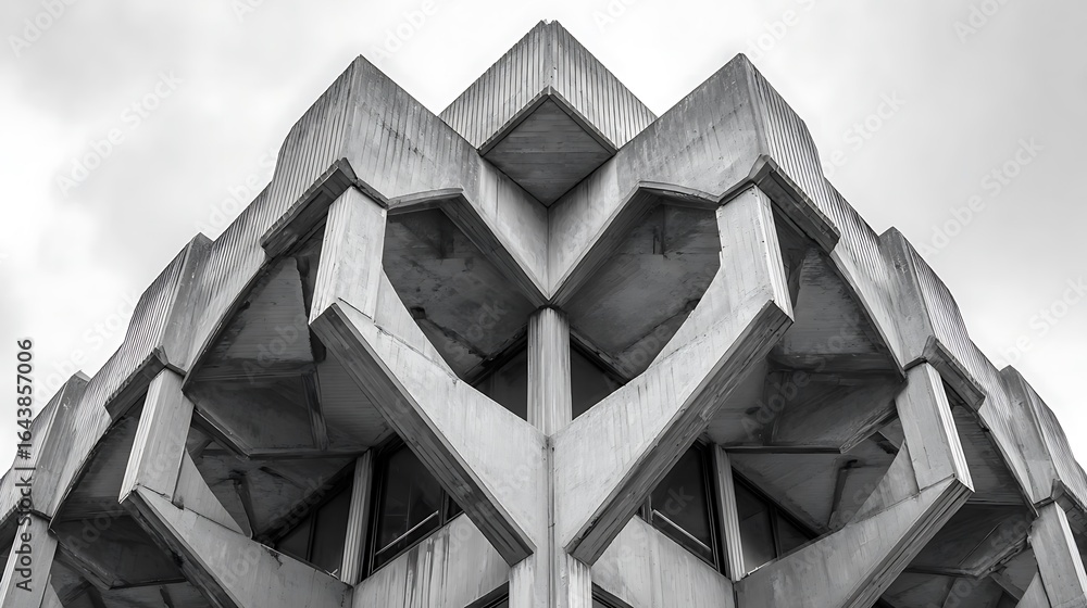 Aufkleber unique geometric concrete architecture structure captured from below