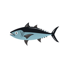 Simple flat cartoon vector illustration of a tuna fish