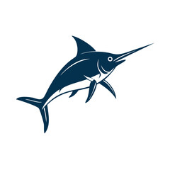 Elegant blue marlin illustration on a clean black background