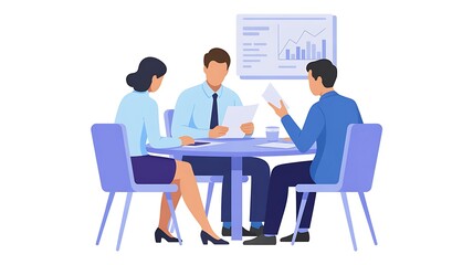 Business team meeting to discuss strategy isolated on white background